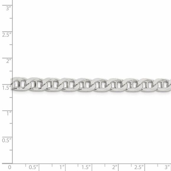 6.5mm Sterling Silver Solid Flat Cuban Anchor Chain Necklace, 22 Inch - Picture 4 of 7